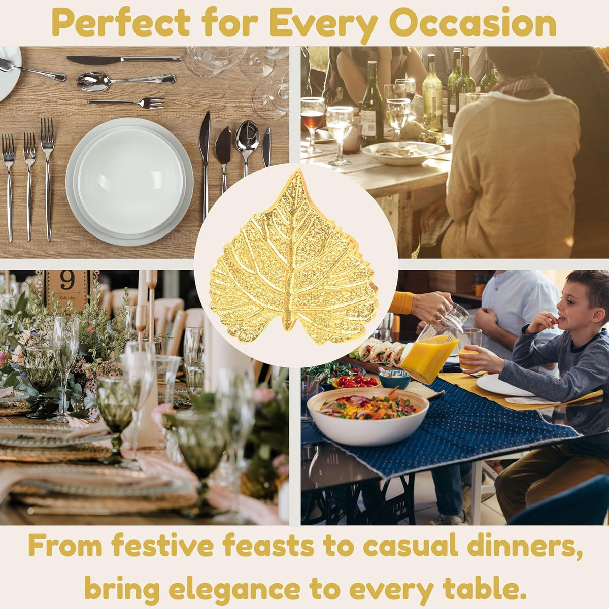 Elegant Handcrafted Leaf Napkin Rings - Set of 12 Premium Aluminum Holders for Dinner Parties