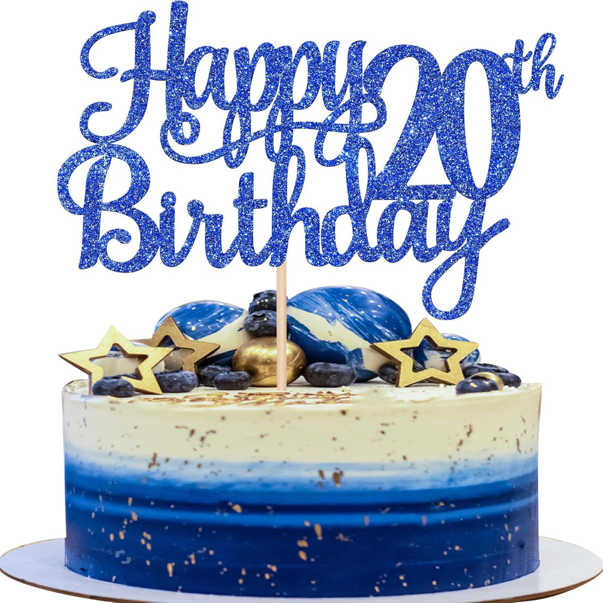 1 PCS Happy 20th Birthday Cake Topper Glitter Cheers to 20 Years Birthday Cake Pick Twenty 20