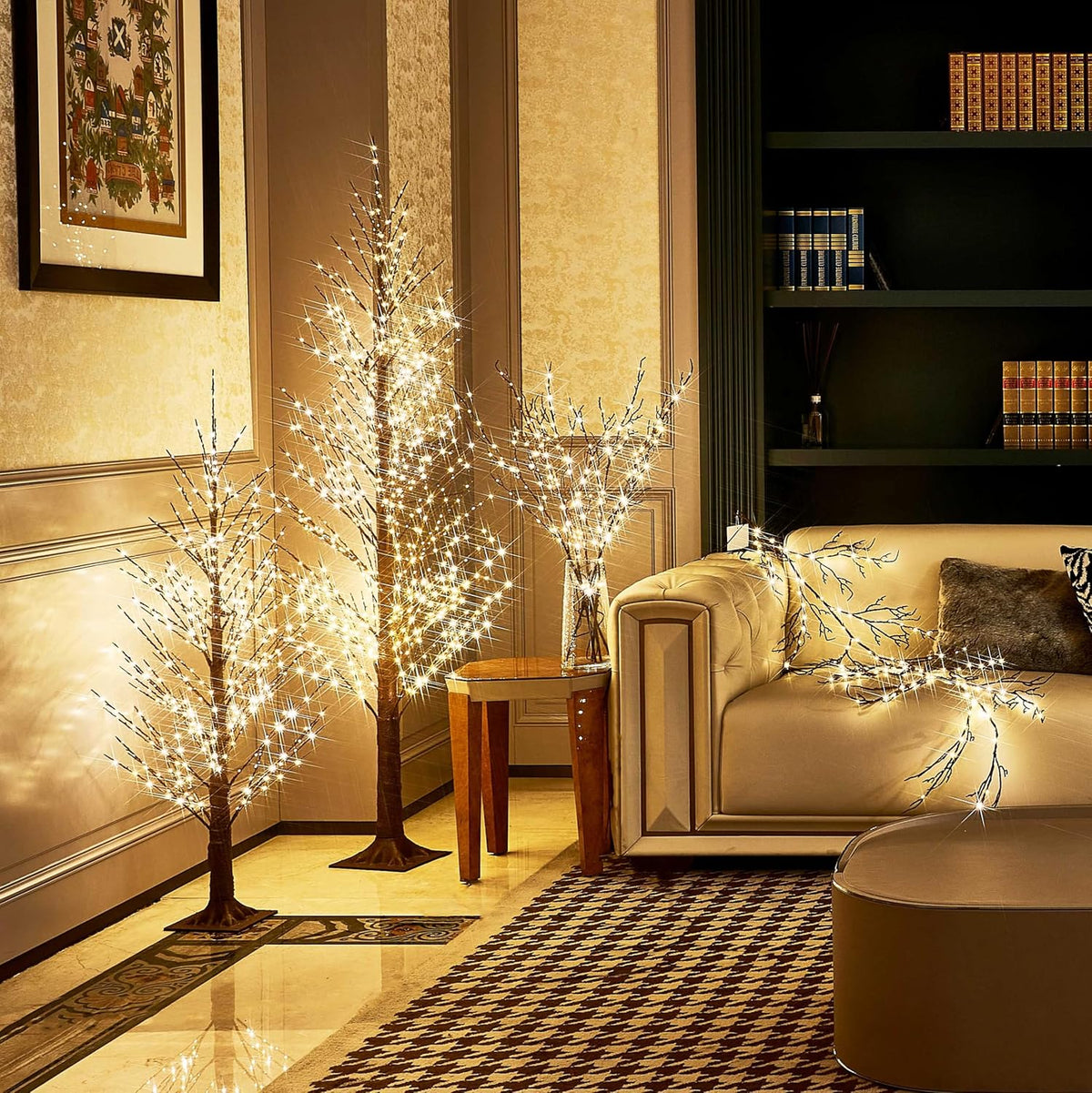 Hairui Lighted Brown Garland 6FT 120 LED Fairy Lights Plug in, Twig Vine with Lights for Christmas