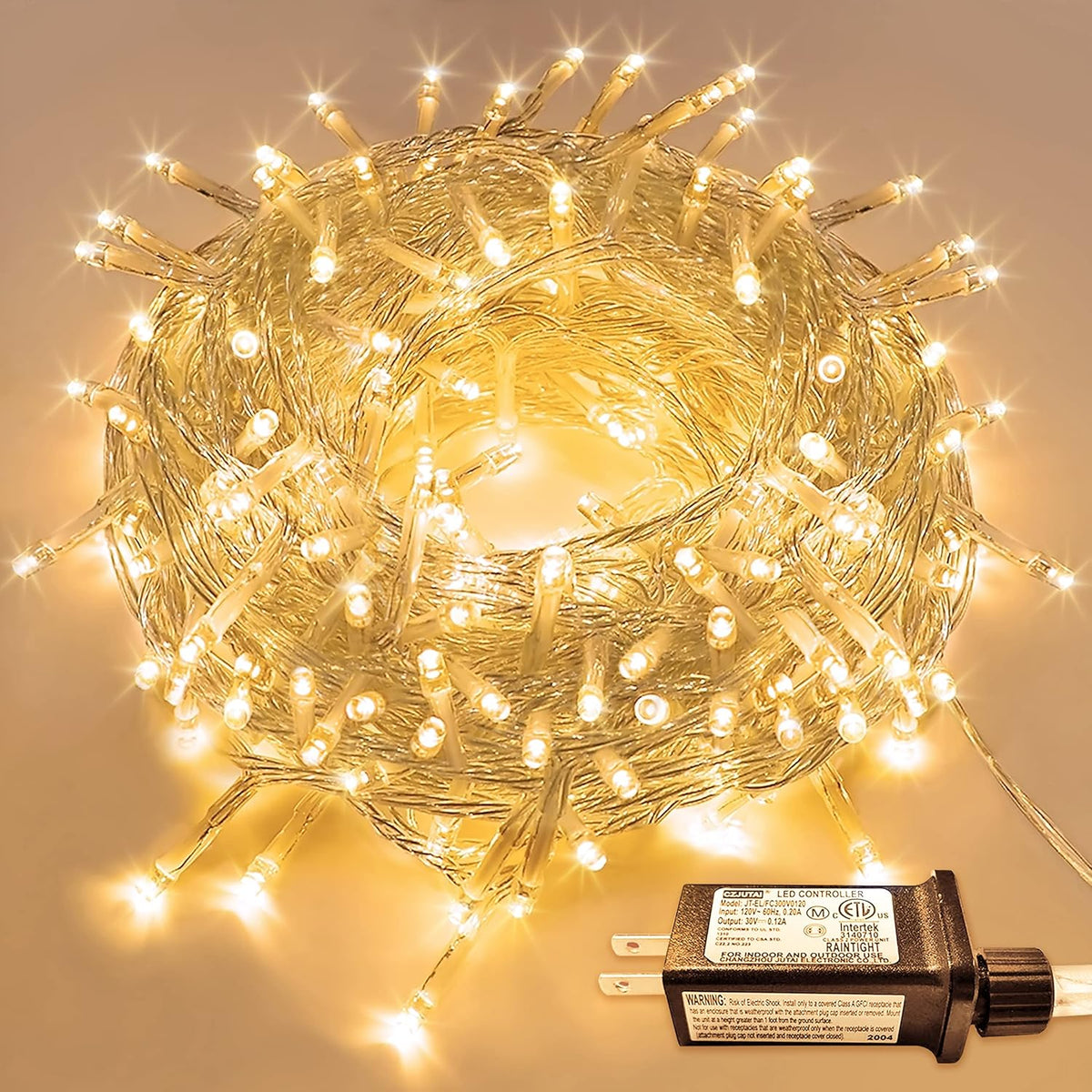 JMEXSUSS Warm White Christmas Lights for Bedroom, 300 LED String Lights Indoor Outdoor Waterproof