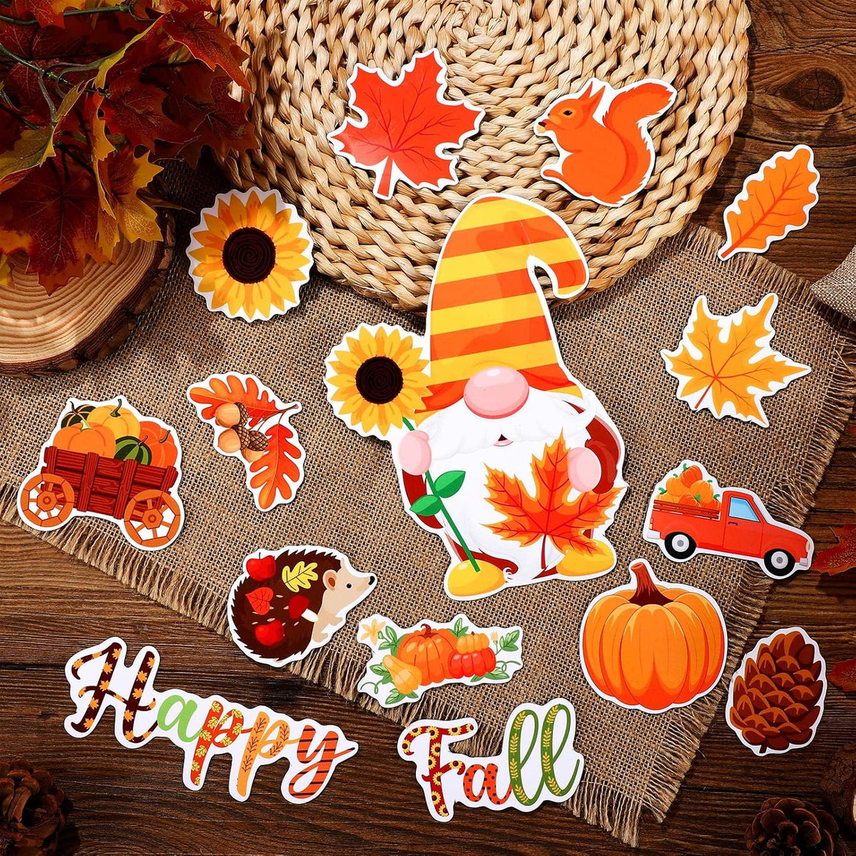 25 Pieces Happy Fall Magnets Gnome Pumpkin Fridge Magnets Fall Theme Car Refrigerator Decals