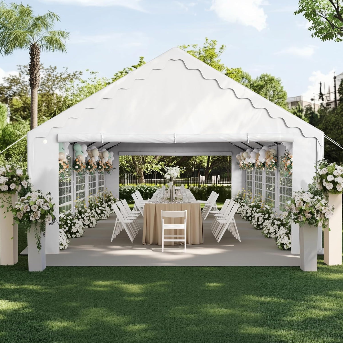 PHI VILLA 32'x16' Outdoor Heavy Duty Party Tent Large Commercial Canopy Wedding Event Shelter