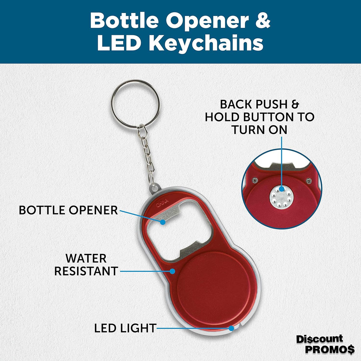 Bottle Opener & LED Keychains Set of 10, Bulk Pack - Perfect for Tradeshows, Party Favors, Other