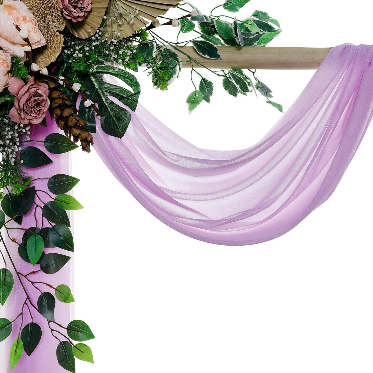 VDS Pack of 3 Panel (30 Inch X 20 Feet) Wedding Arch Draping Fabric Sheer Chiffon Fabric Drapery