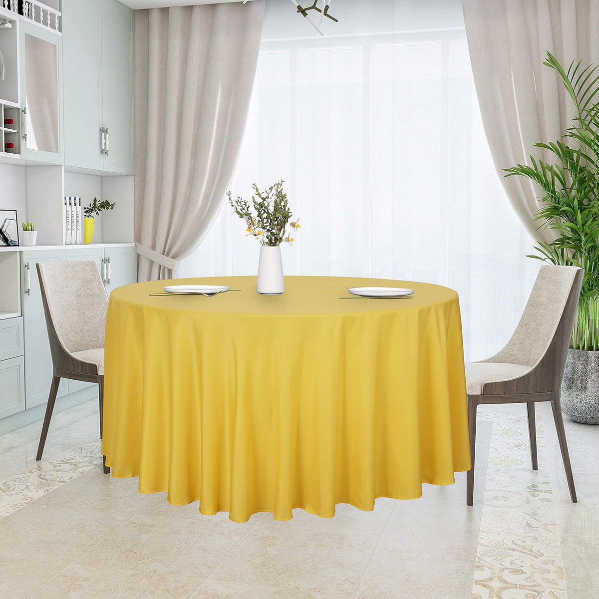 sancua Round Tablecloth - 120 Inch - Water Resistant Spill Proof Washable Polyester Table Cloth