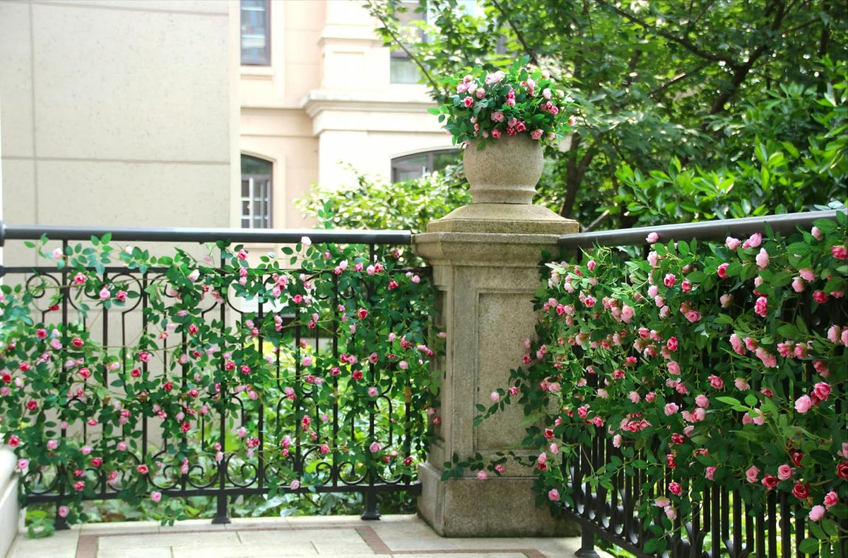 6FT Bendable Rose Vine Hanging Flower Garland Fake Floral Garland with Butterflies for Wall Decor