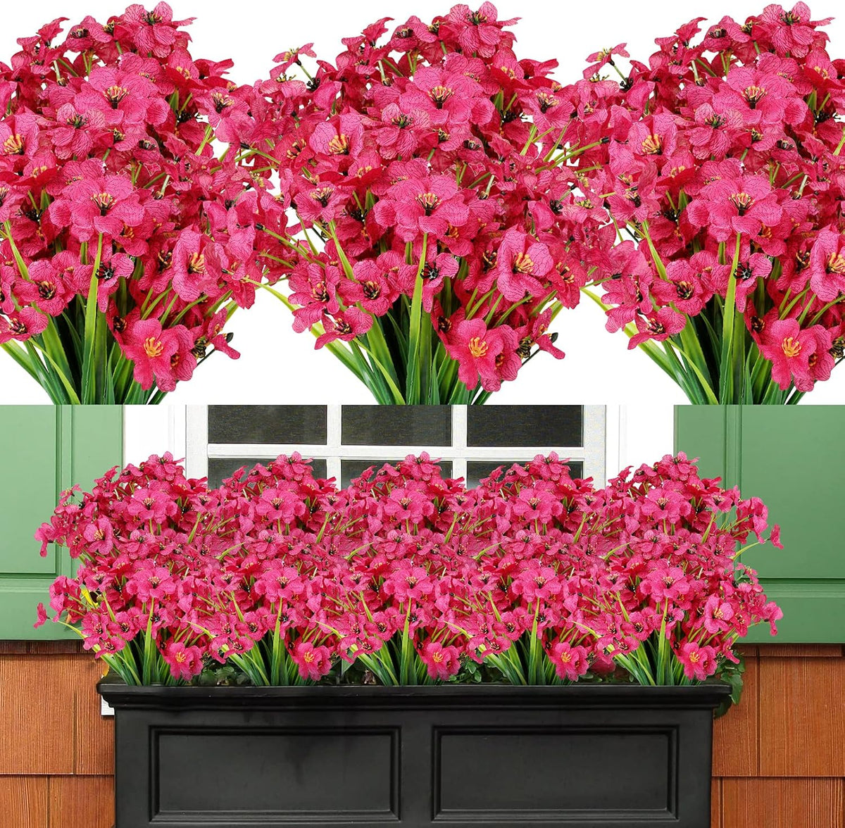 AmyHomie 20 Bundles Artificial Flowers for Outdoor Outside Spring Summer Decoration UV Resistant