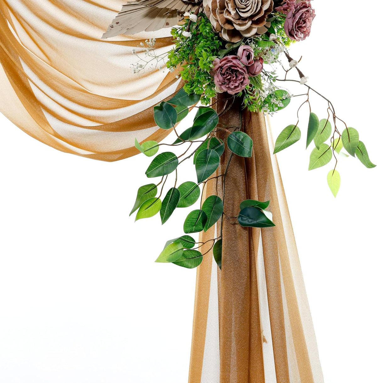 VDS Pack of 2 Panel (30 Inch X 40 Feet) Wedding Arch Draping Fabric Sheer Chiffon Fabric Drapery