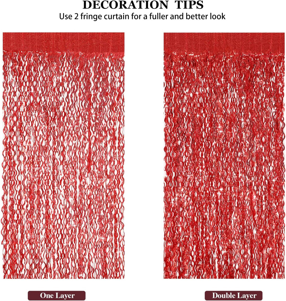 3 Pack Red Backdrop Curtain - CYLMFC 3.3 ft x 6.6 ft Foil Backdrop Curtain Streamers Birthday