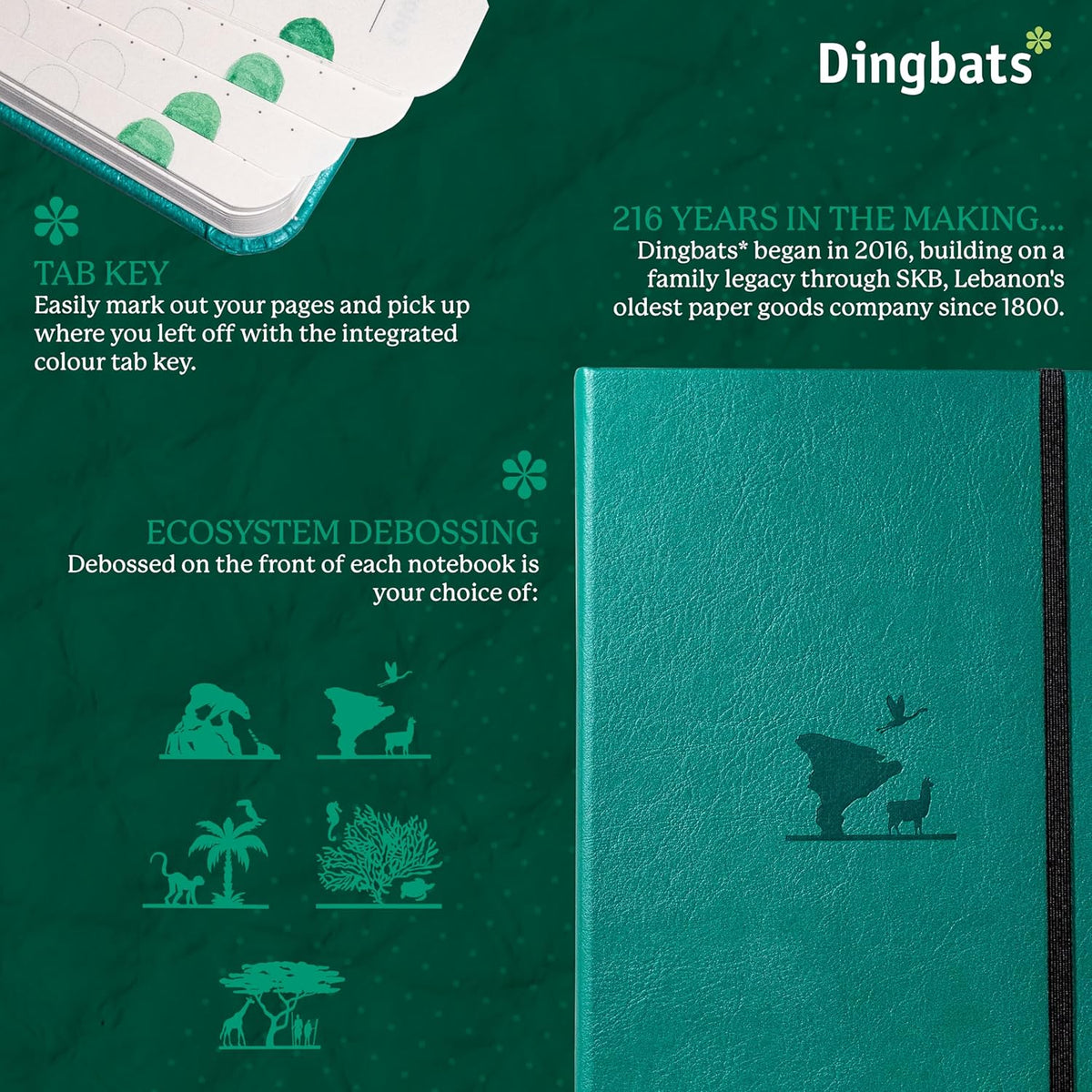 Dingbats* Earth Dotted Writing Journal Notebook A5 - Vegan Leather Hardcover - Ideal for Work