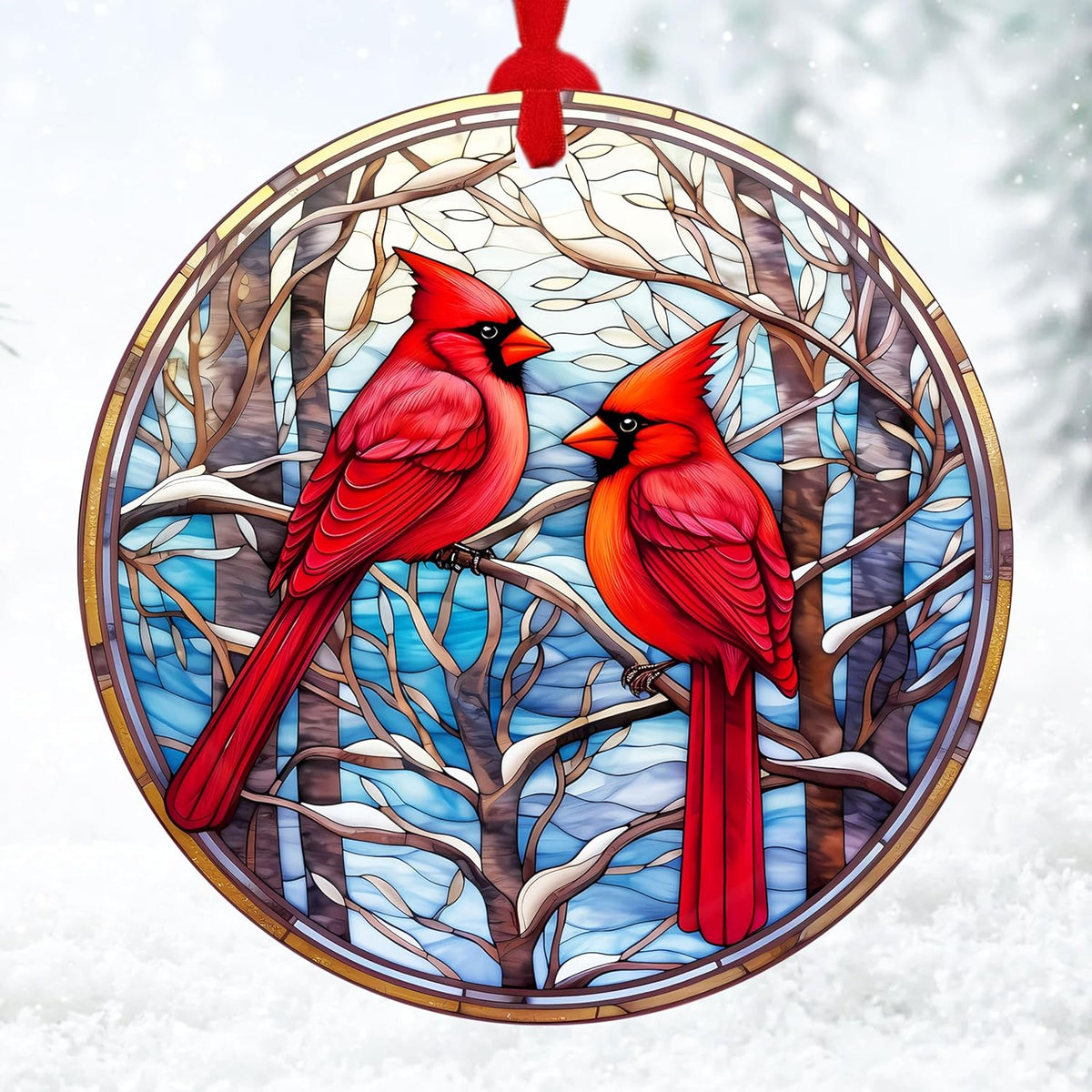 Cardinal Acrylic Ornament 2025 – Red Bird Christmas Tree Hanging, Memorial Holiday Decor for Mom