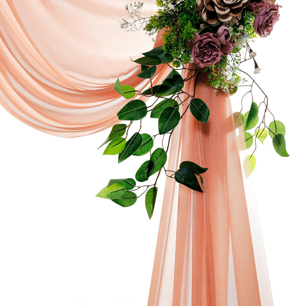 VDS Pack of 1 Panel (30 Inch X 40 Feet) Wedding Arch Draping Fabric Sheer Chiffon Fabric Drapery