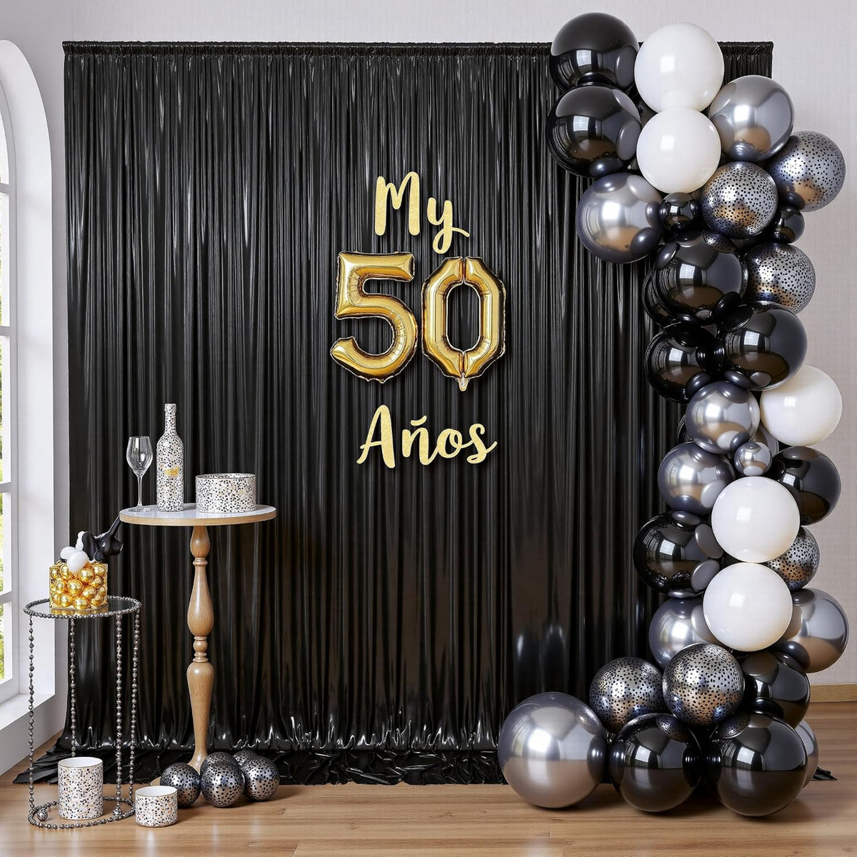 Outpain Thick 20 ft x 10 ft Black Sequin Backdrop Curtain for Parties, Wrinkle Free Glitter Photo