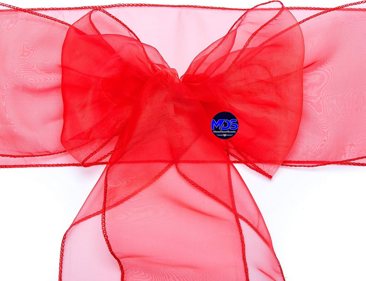 MDS Pack of 25 PCS Organza Chair Sashes Wider Dining Chair Bows Ribbon Tie Back for Wedding Party