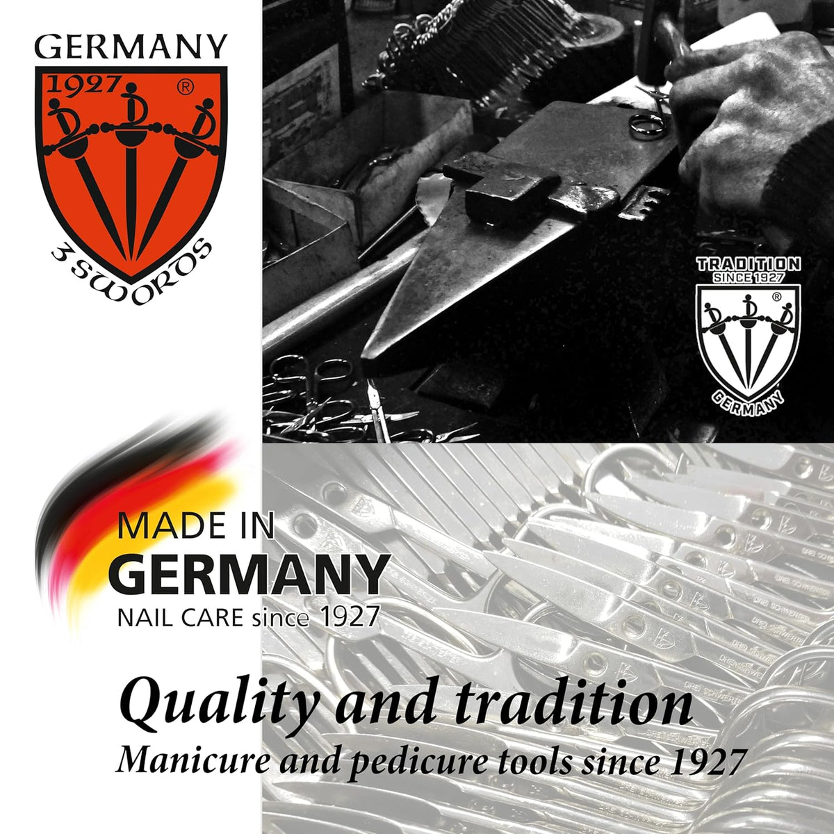 3 Swords Germany - brand quality STAINLESS STEEL INOX CURVED CUTICLE SCISSORS (1 PIECE) with case