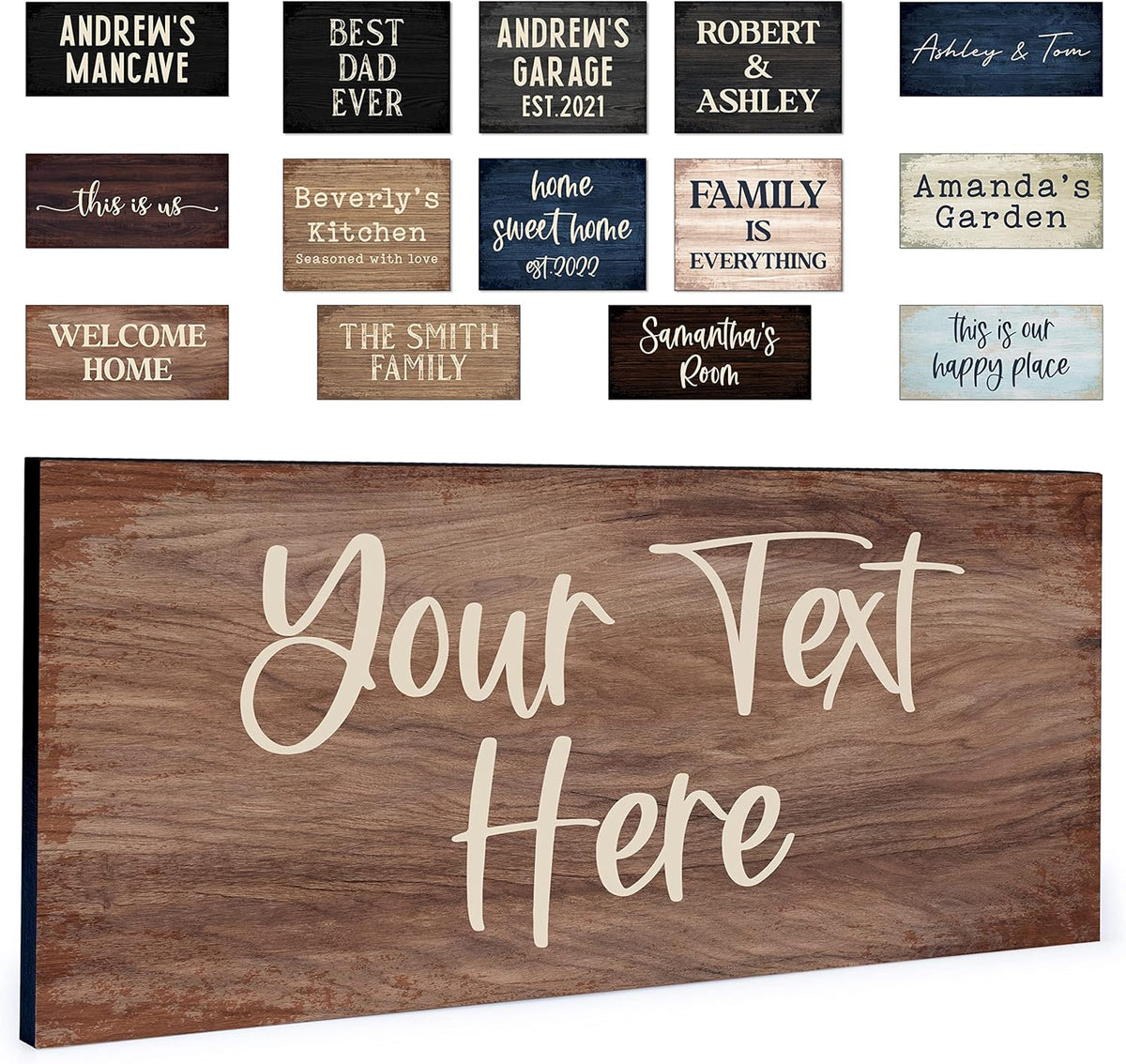 Personalized Signs for Home, Custom Sign with Any Text, 3 Sizes - 12 Background Options & 8 Fonts