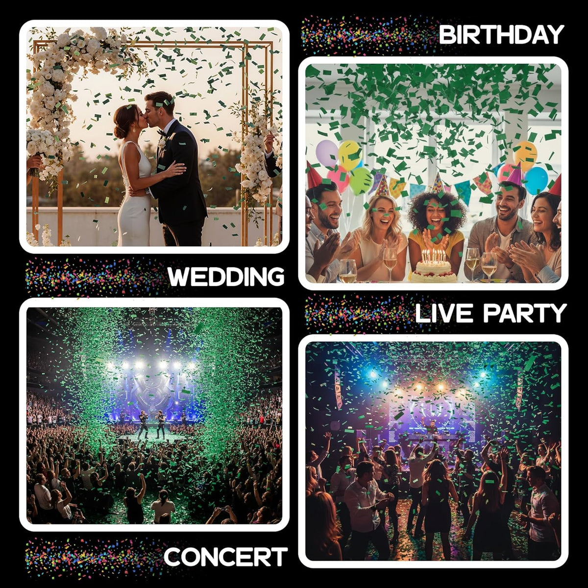 Dark Green Biodegradable Confetti - Rectangular Flame-Resistant Tissue Paper Confetti for Cannon