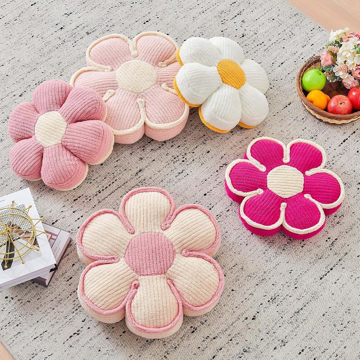 Flower Pillow, Soft Flower Decorative Throw Pillow, Cute Daisy Flower Shaped Seating Floor Cushion