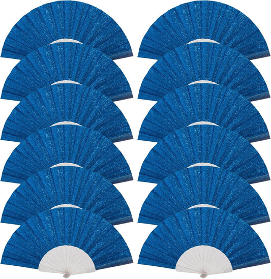 12 Pack Handheld Fan,Folding Hand Glitter fan with Shining Transparent Fan Rib – Ideal for Wedding