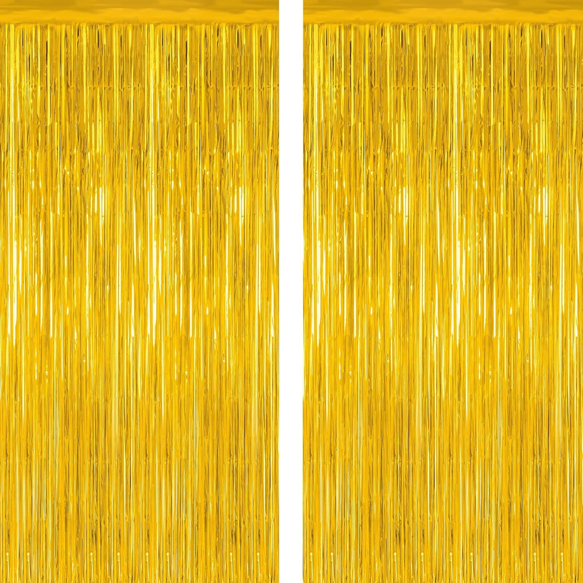 2 Pack Gold Tinsel Backdrop, 3.28 FT x 7.05 FT Metallic Fringe Curtain, Gold Color Graduation