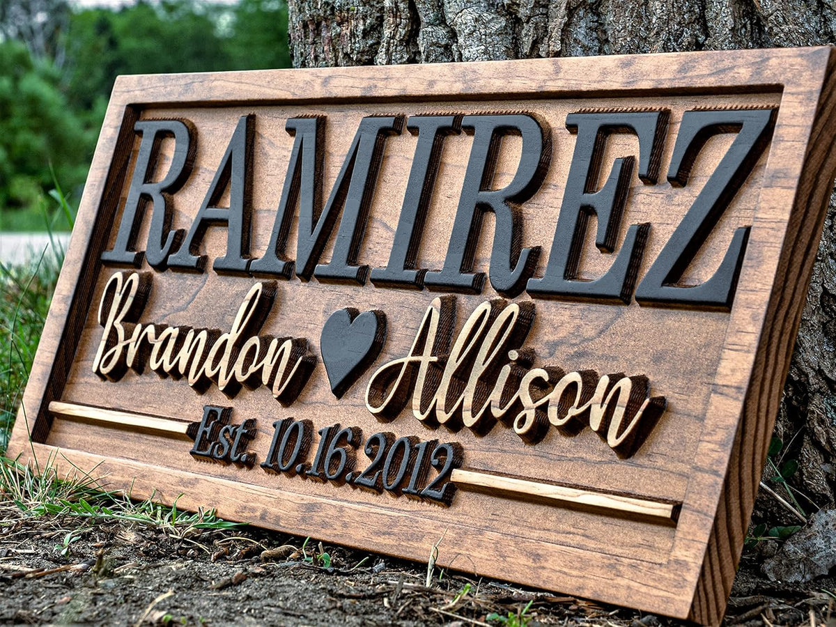 Bridal Shower Gift | Personalized Wedding Gift Last Name Established Sign | Anniversary |