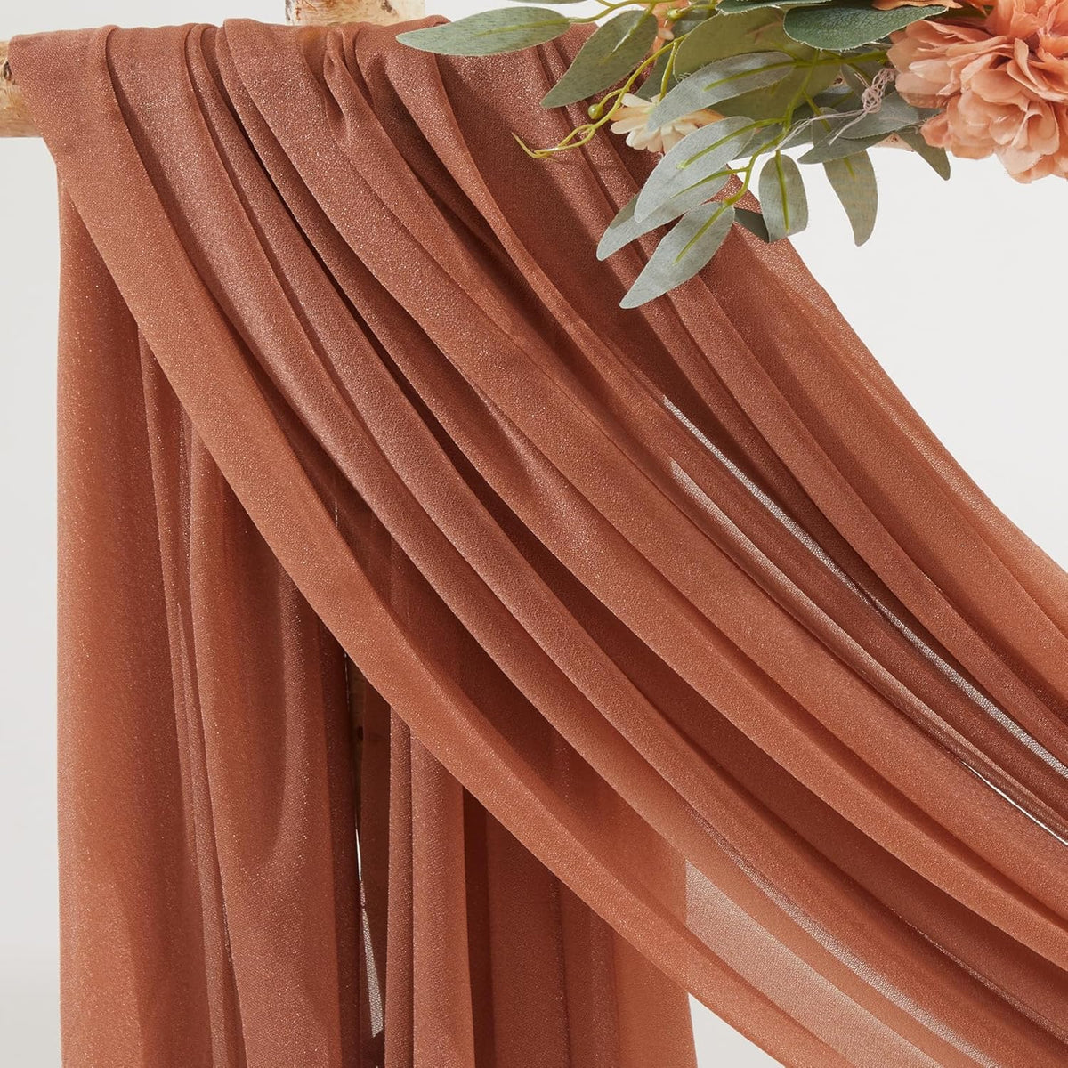 Terracotta Wedding Arch Draping Fabric 2 Panels 30'' x 20FT Terracotta Drapes Sheer Fabric Backdrop