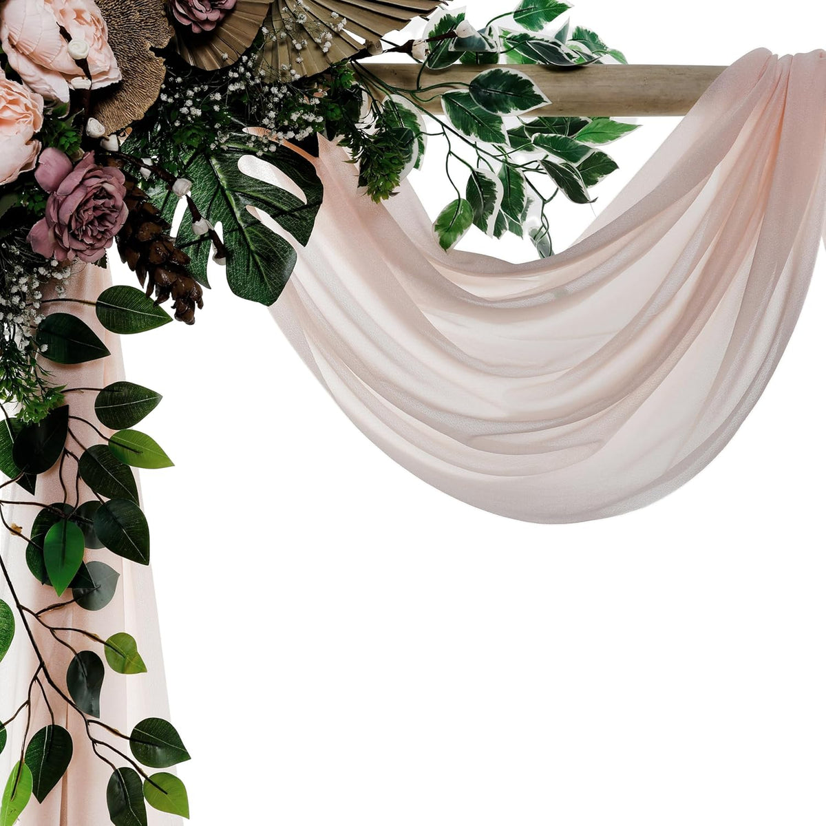 VDS Pack of 2 Panel (30 Inch X 100 Feet) Wedding Arch Draping Fabric Sheer Chiffon Fabric Drapery