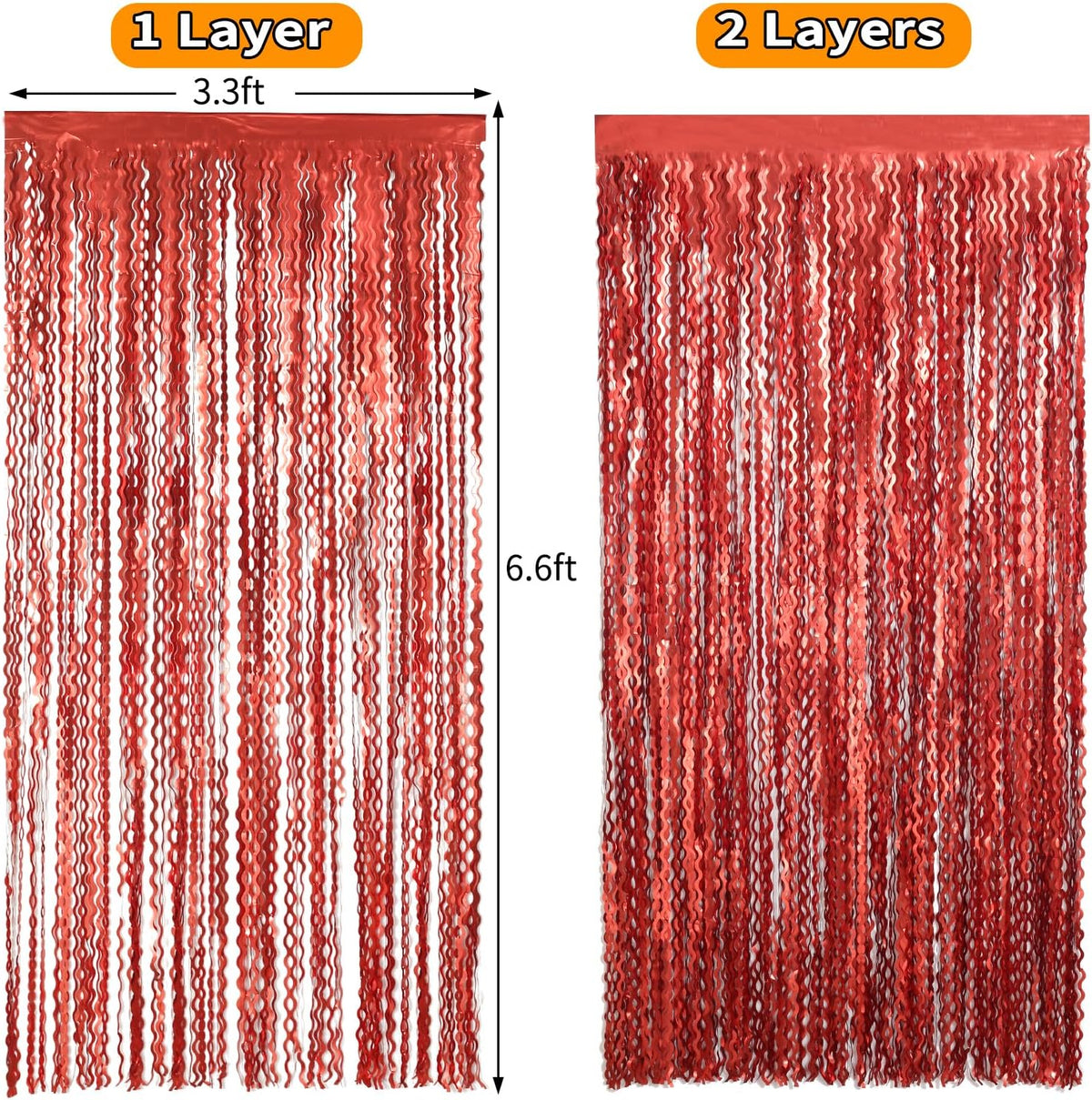 4 Pack Red Streamers Party Decorations - 3.3x6.6ft Foil Curtain Background for Birthday Decorations