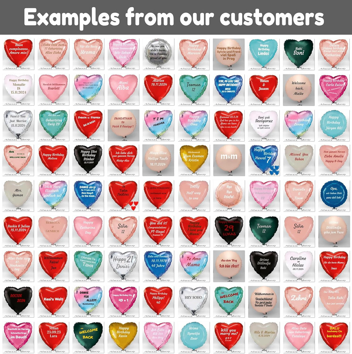 Сustom Balloons Name Personalized foil Balloon Heart 19 inch Satin and Glossy Colors Any Text Gift