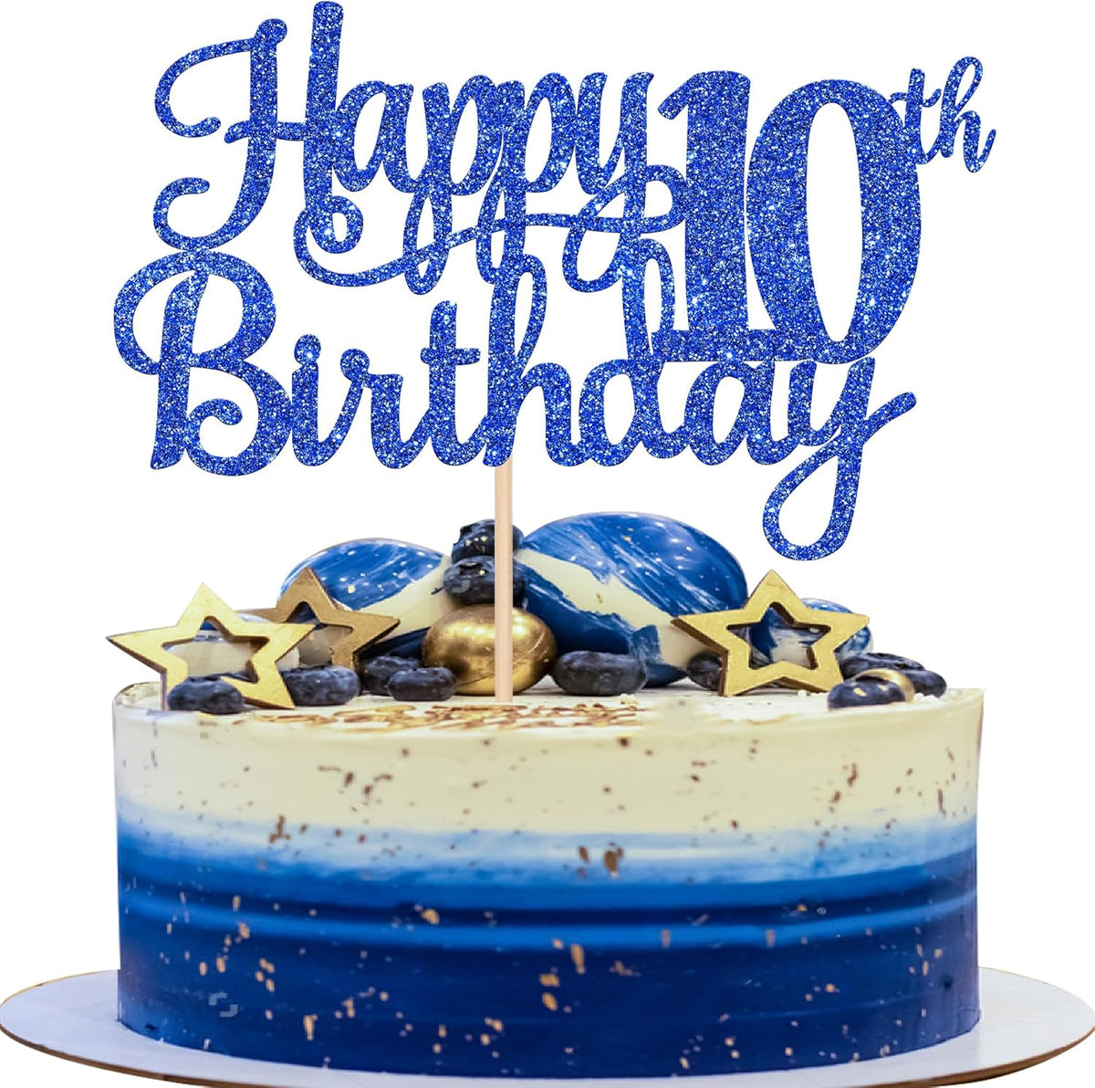 1 PCS Happy 10th Birthday Cake Topper Glitter Cheers to 10 Years Birthday Cake Pick 10 Fabulous