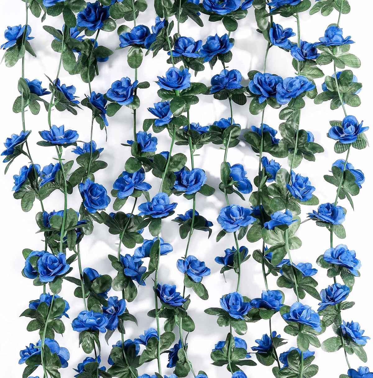 Miracliy 5Pcs 41FT Blue Flower Garland Artificial Rose Arch Vines Fake Spring Floral Garland for