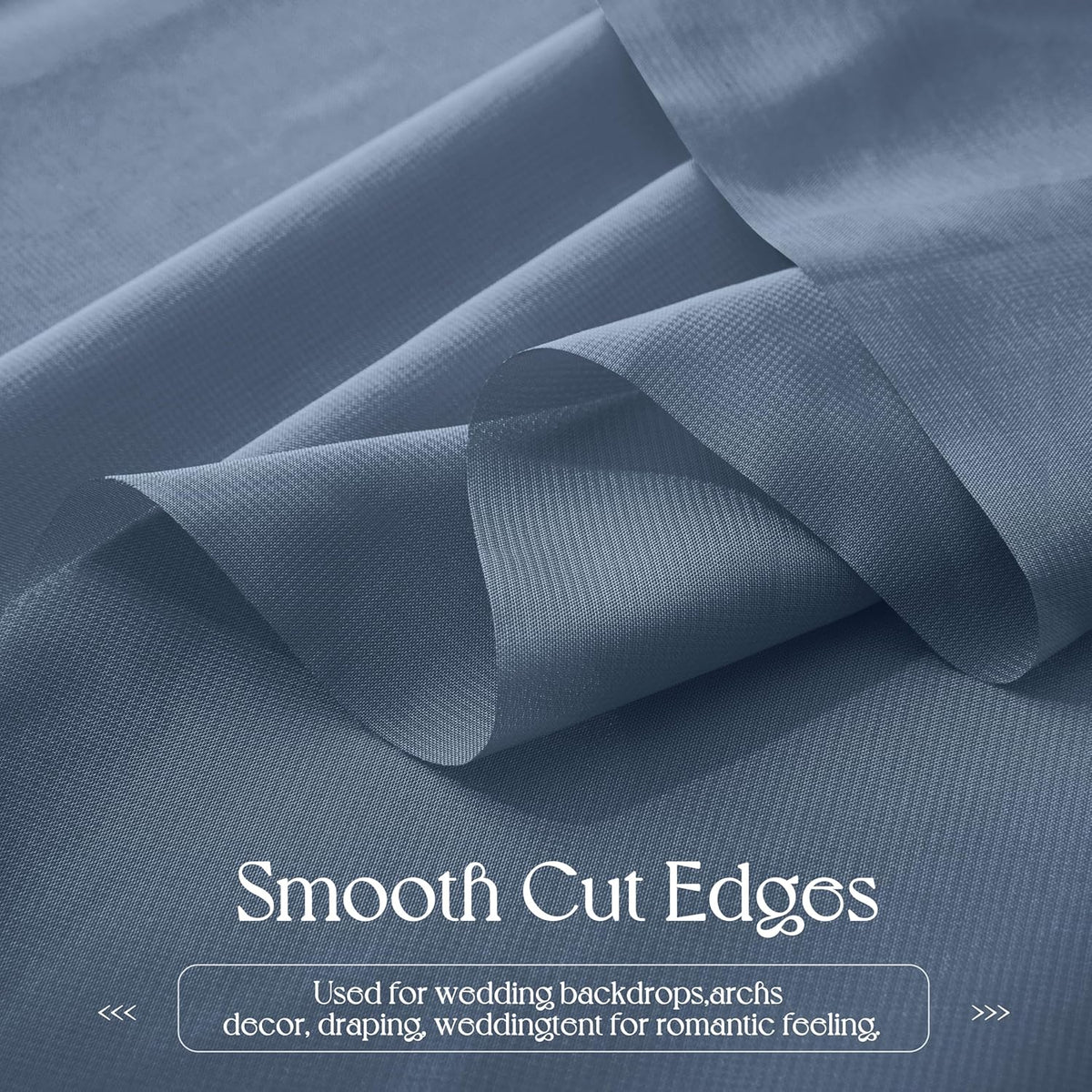 VACVELT Wedding Arch Draping Fabric Dusty Blue Chiffon, 2 Panels Sheer Drapes 30 Inch x 20ft