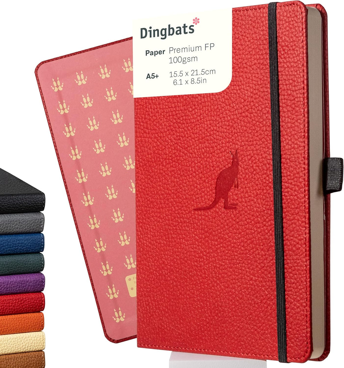 Dingbats* Wildlife Dotted Writing Journal Notebook A5 - Vegan Leather Hardcover - Ideal for Work