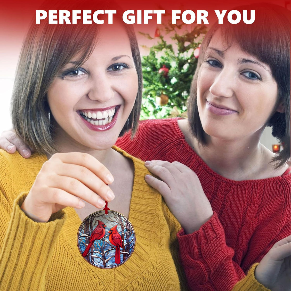 Cardinal Acrylic Ornament 2025 – Red Bird Christmas Tree Hanging, Memorial Holiday Decor for Mom