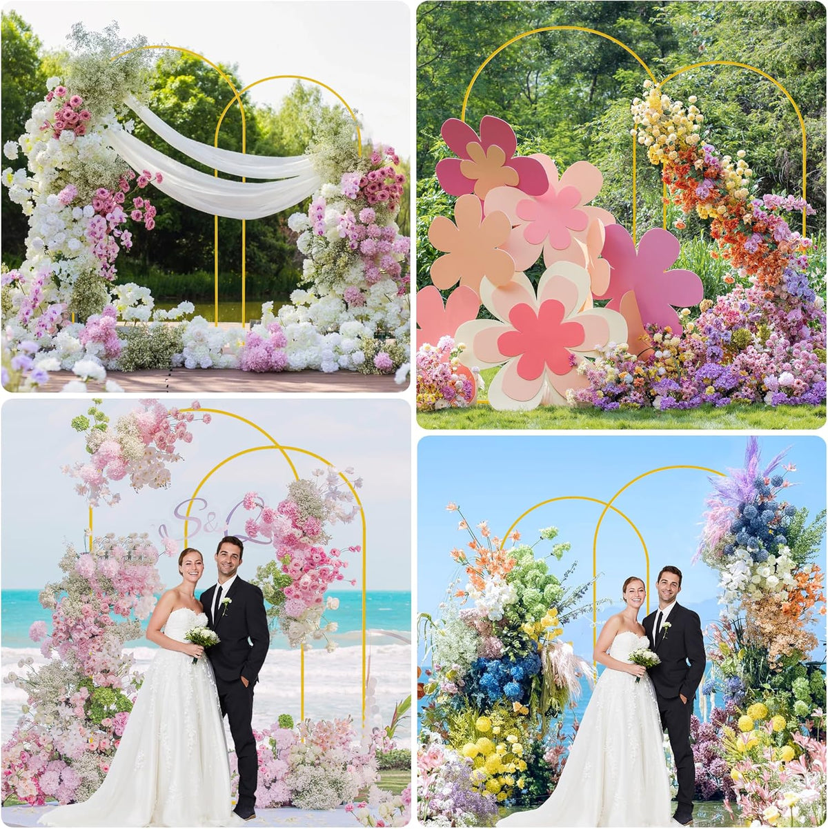 Wokceer Wedding Arch Backdrop Stand 7.2FT, 6.6FT White Metal Arch Stand Set of 2 for Birthday Party