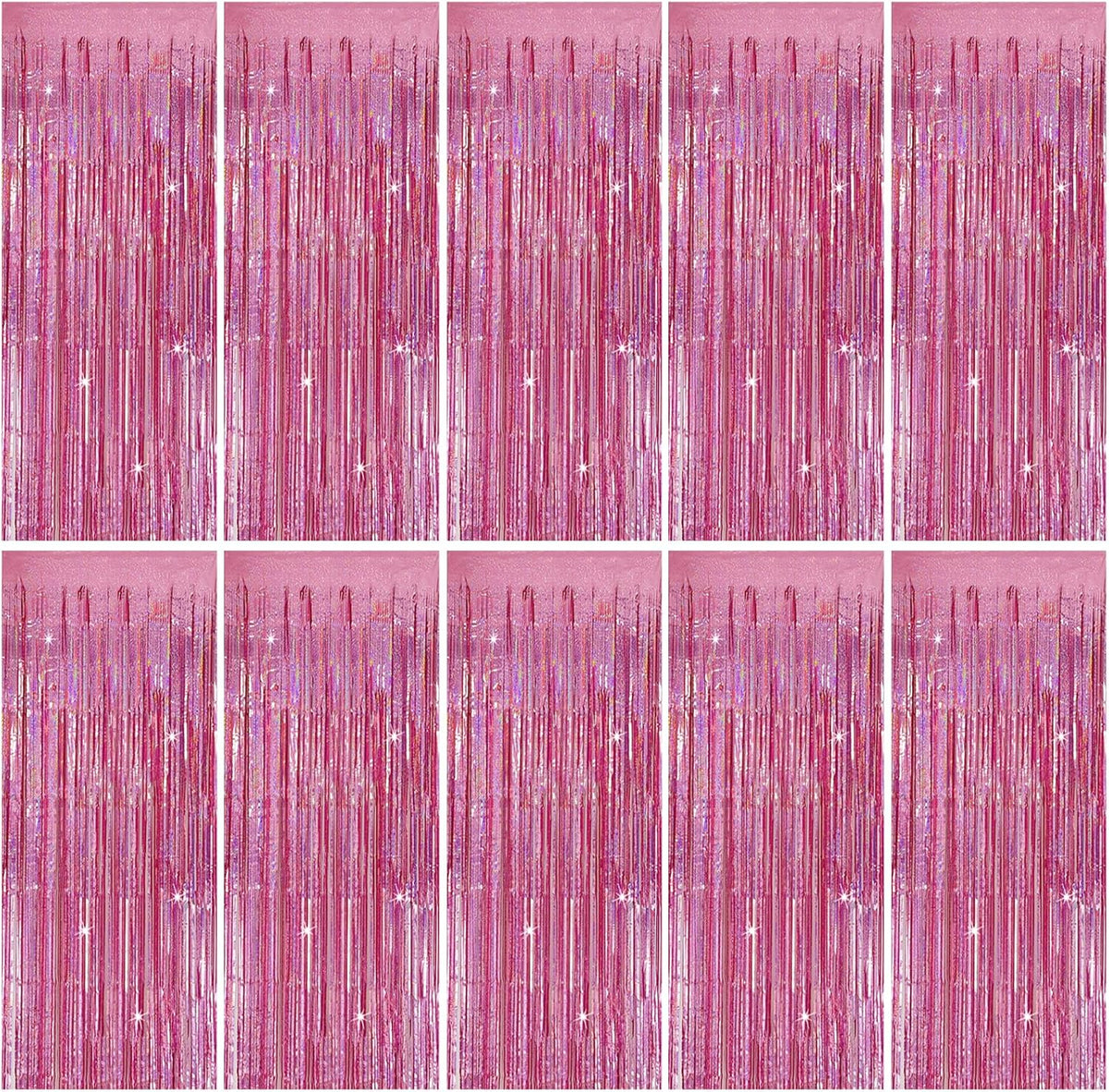 Tinsel Curtain Party Backdrop Pink Birthday Decorations 10 Packs Glitter Foil Fringe Curtain Party