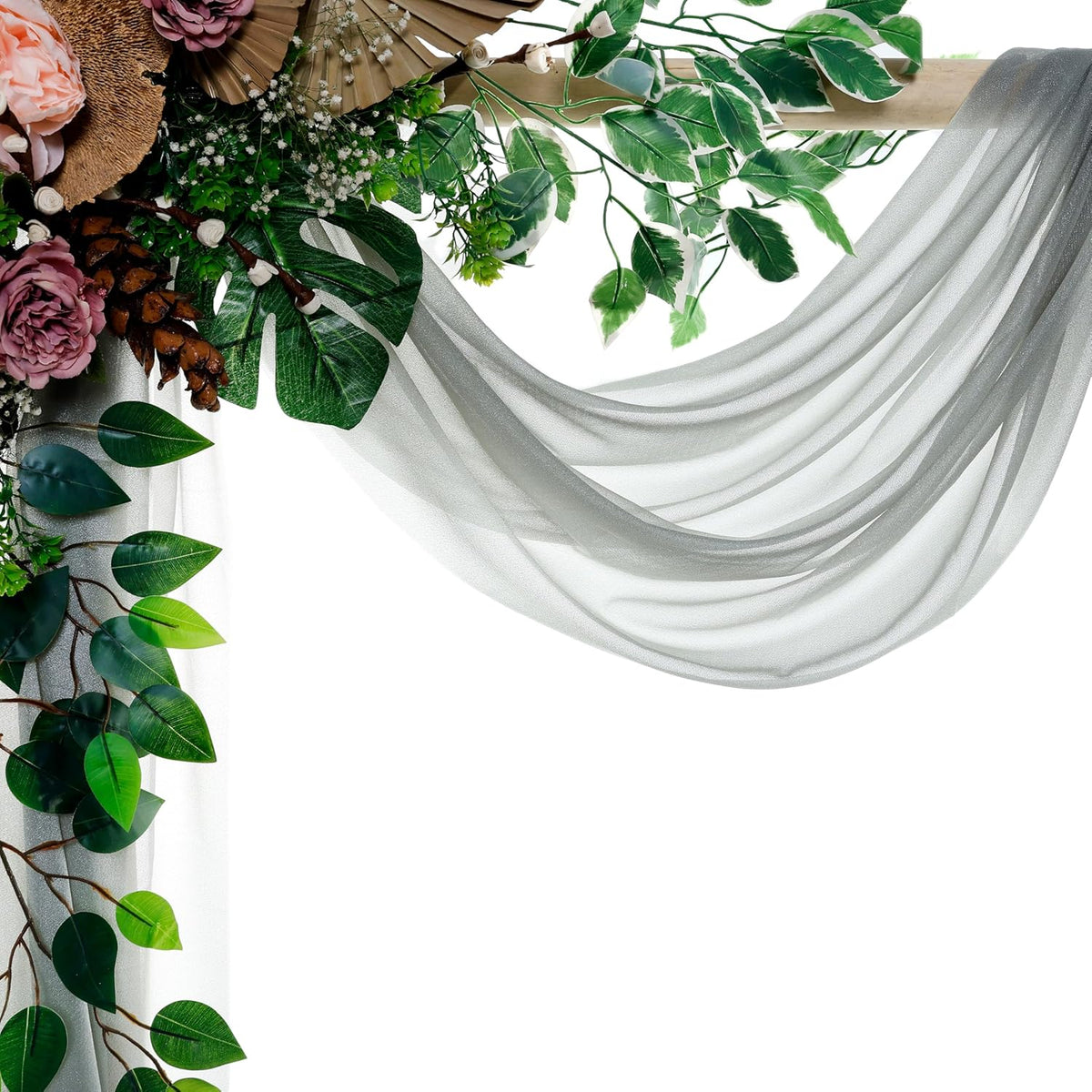 VDS Pack of 1 Panel (30 Inch X 40 Feet) Wedding Arch Draping Fabric Sheer Chiffon Fabric Drapery