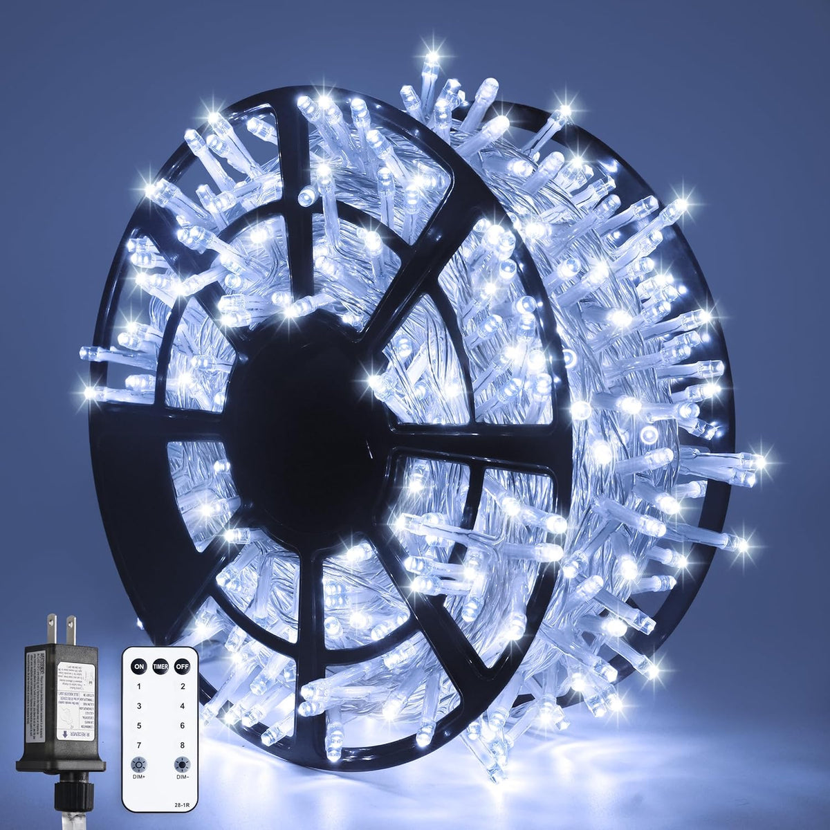 JMEXSUSS 168FT 600 LED White Christmas Lights Outdoor with Remote Indoor Christmas Tree Lights Plug