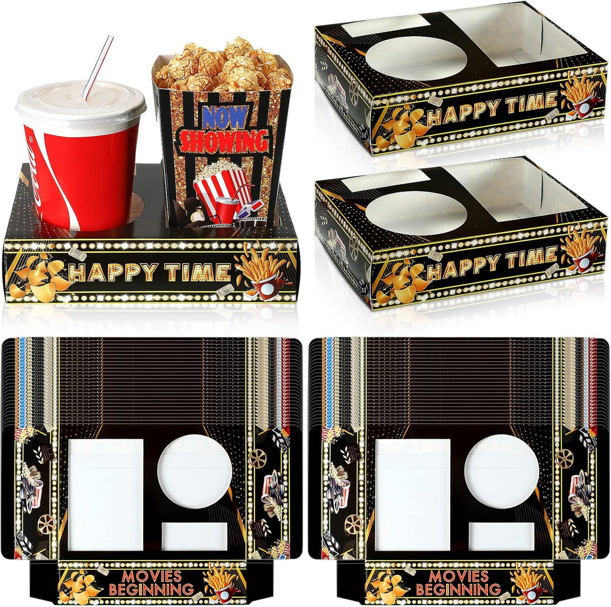 Faccito 36 Pcs Movie Night Snack Trays Movie Theater Snack Boxes Night Supply Disposable Paper