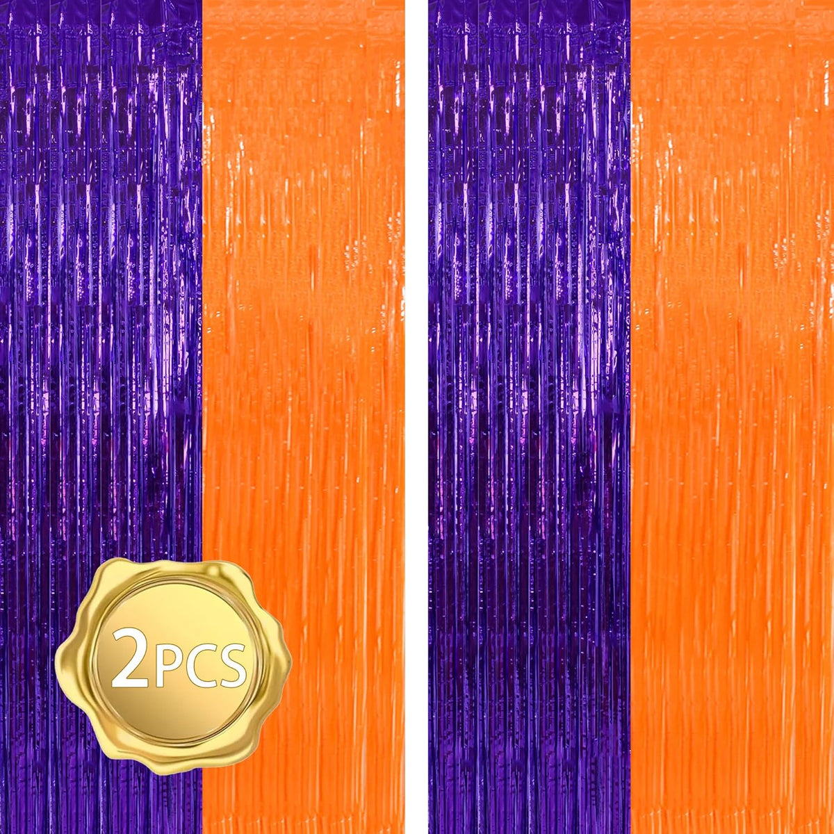 BEISHIDA 2Pcs Orange Purple Door Streamer Happy Halloween Backdrop Foil Fringe Tinsel Horry Party