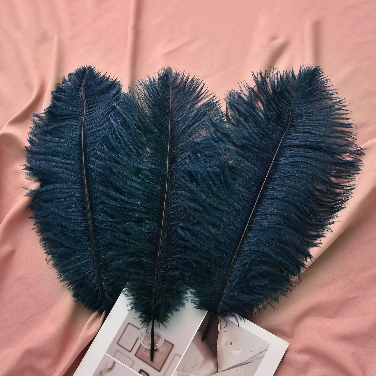 Ballinger Navy Blue Ostrich Feathers Plumes - 24pcs 12-14inch Long Feathers for Wedding Party