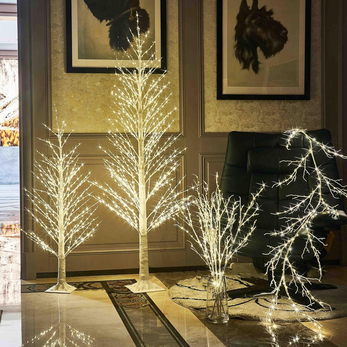 Hairui Lighted Birch Garland 6FT 120 LED Fairy Lights Plug in Pre-lit Twig Vine Lights for
