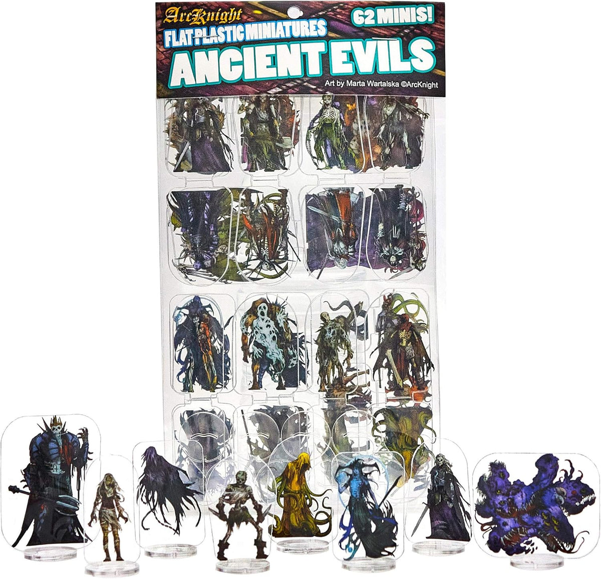 Arcknight Flat Plastic Miniatures: Ancient Evils; 62 Unique Evil-Themed Minis for DND 5e and