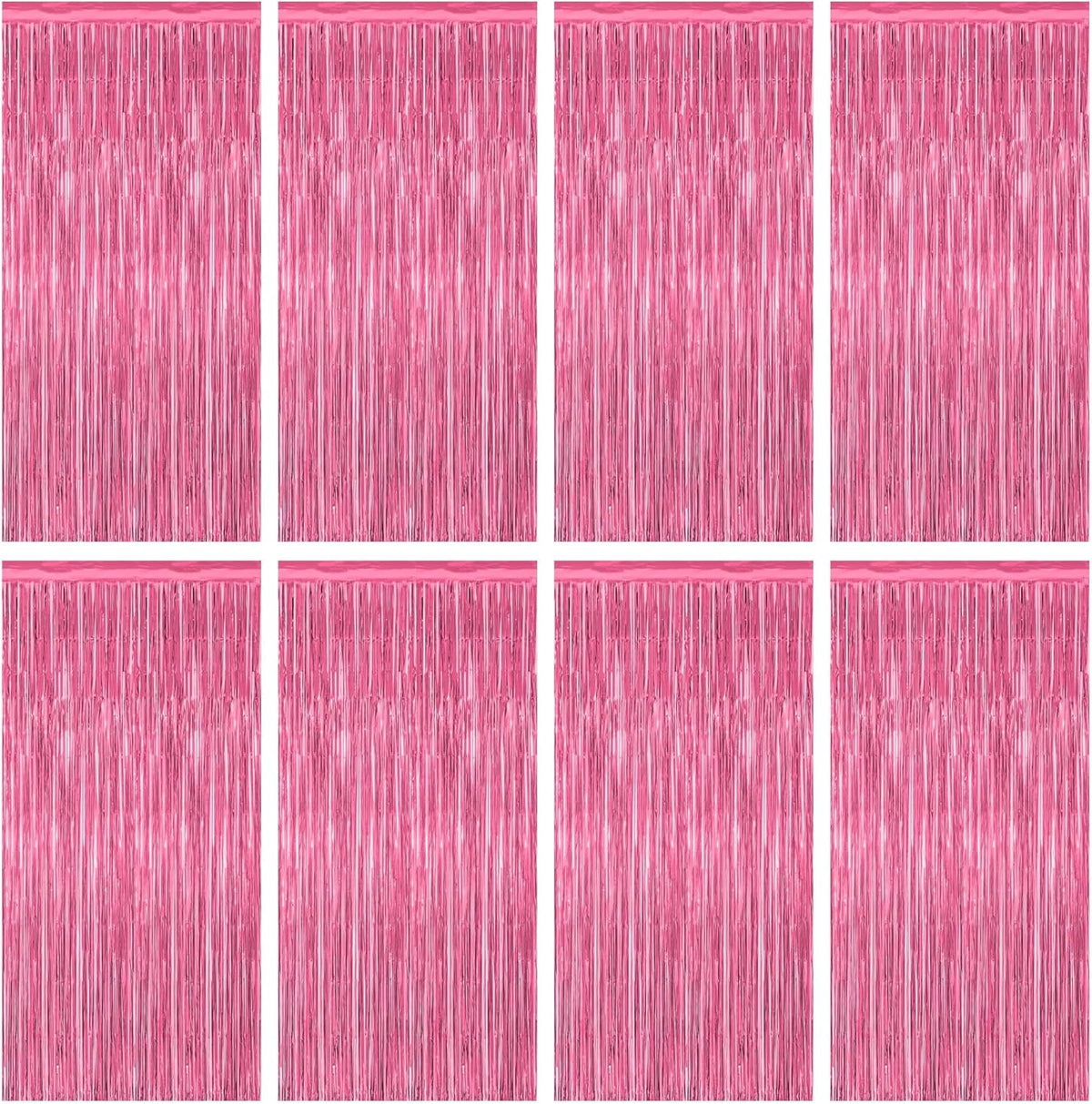 8 Pack Pink Backdrop, 3.28 FT x 7.05 FT Pink Birthday Decorations, Metallic Pink Backdrop for