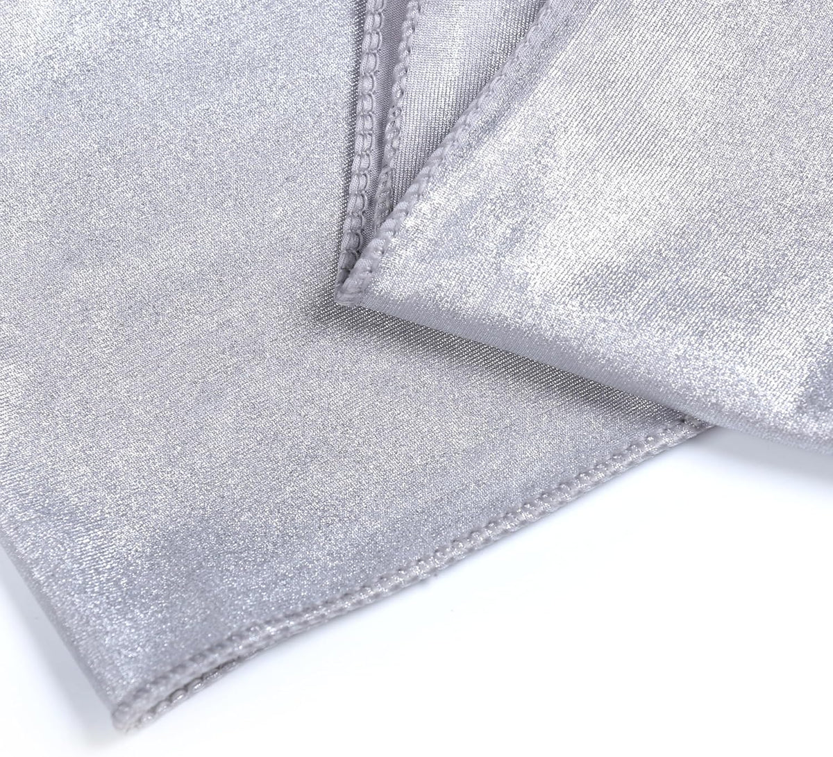 VDS Pack of 300 PCS | Metallic Silver | Spandex Chair Sashes Bows Without Buckle | Stretch Elastic