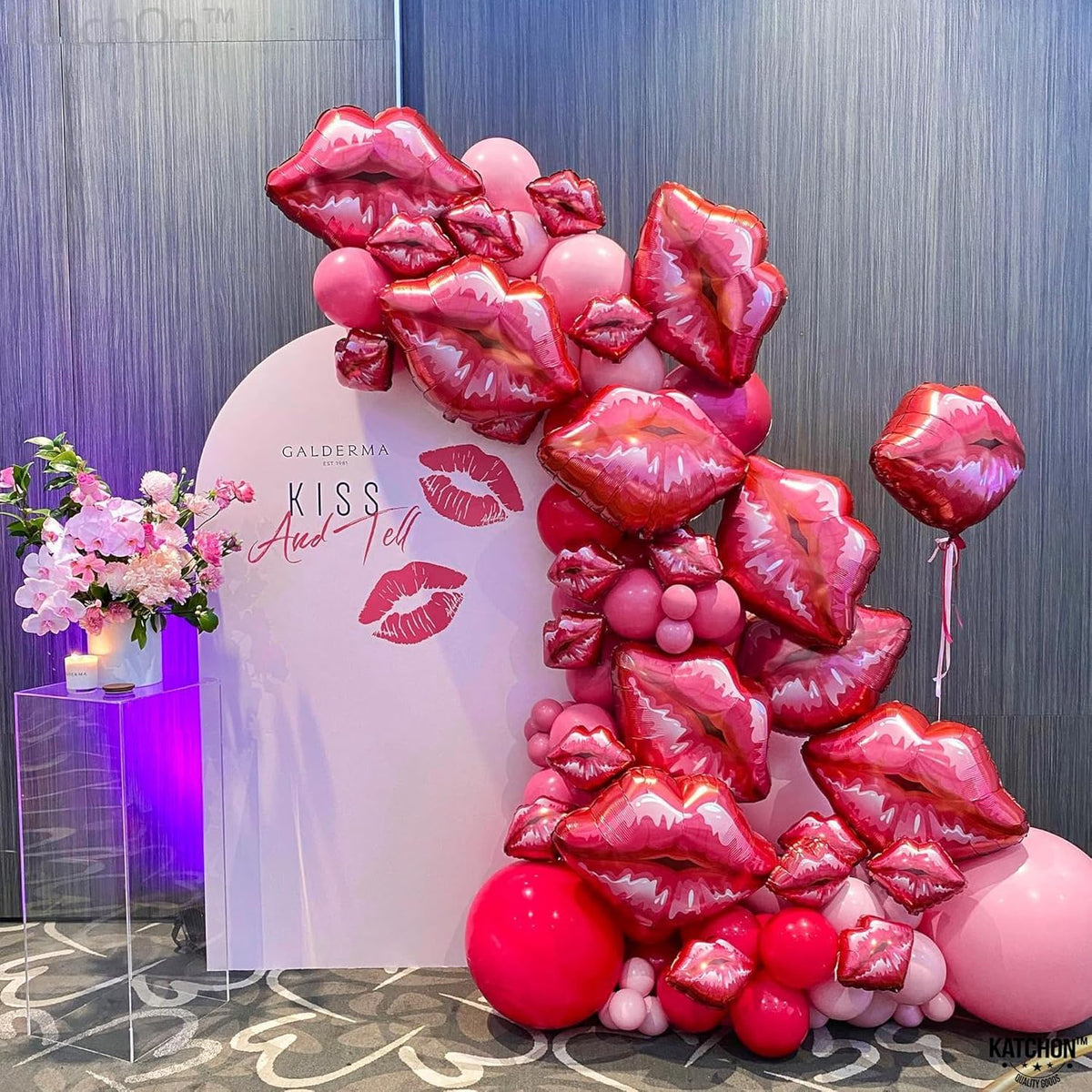 KatchOn, Huge Red Lip Foil Balloon - 30 Inch, Pack of 4 | Cute Kiss Balloons for Lips Balloon