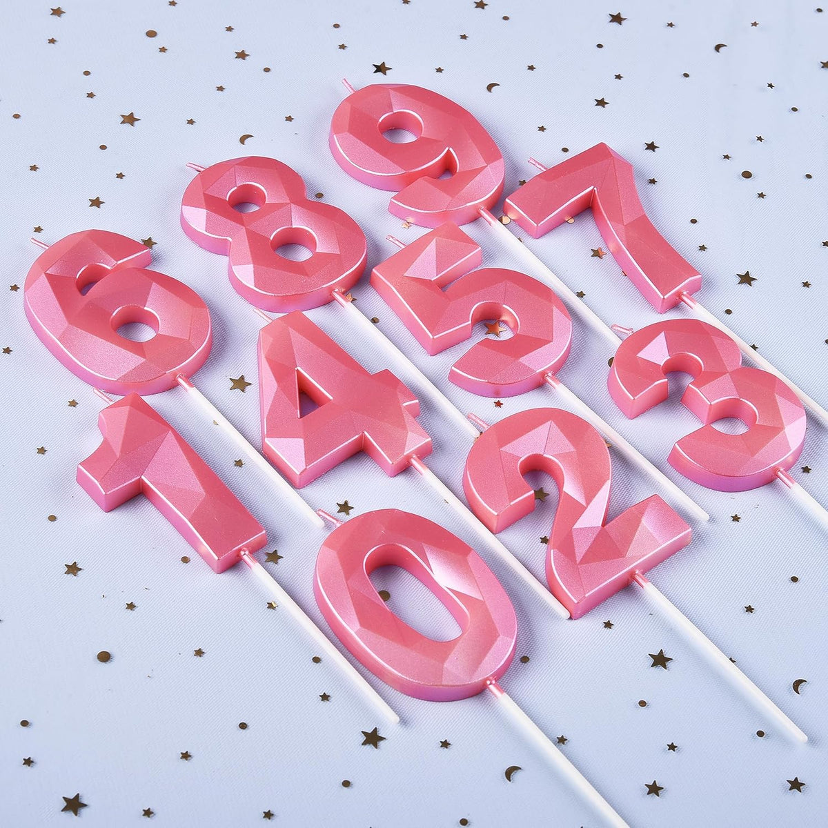 PHD CAKE 2.76 Inch Crystal Pink 6 Number Birthday Candles, Pink Number Candles, Cake Number