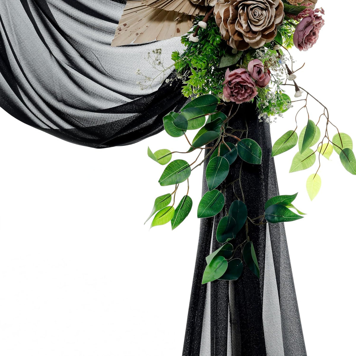 VDS Pack of 2 Panel (30 Inch X 20 Feet) Wedding Arch Draping Fabric Sheer Chiffon Fabric Drapery