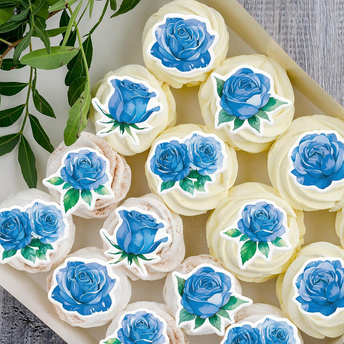 48PCS Edible Rose Flower Cupcake Toppers Wafer Paper Roses Decorations Flower Birthday Party