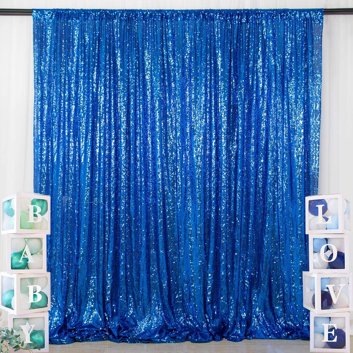 ShinyBeauty Royal Blue Sequin Photo Booth Backdrop 5x10FT | Glitter Birthday Wedding Party